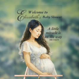 Boho Elegant Asian Pregnant Mom Baby Shower Acrylschild