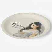 Boho Elegant  baby shower asian mom-to-be Pappteller (Schrägansicht)