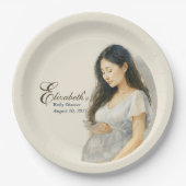 Boho Elegant  baby shower asian mom-to-be Pappteller (Vorderseite)