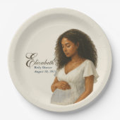 Boho Elegant  baby shower black mom-to-be Pappteller (Vorderseite)