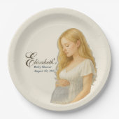 Boho Elegant baby shower blonde mom-to-be Pappteller (Vorderseite)
