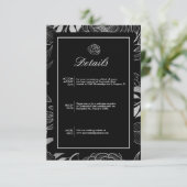 Boho Elegant Black Wedding Details Begleitkarte (Stehend Vorderseite)