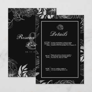 Boho Elegant Black Wedding Details Begleitkarte