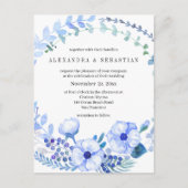 Boho Elegant Blue Floral Wreath Wedding Postcard Postkarte (Vorderseite)
