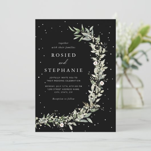 Boho Elegant Bohemische Wasserfarbenwelt Hochzeit Einladung (Stehend Vorderseite)