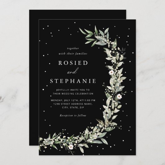 Boho Elegant Bohemische Wasserfarbenwelt Hochzeit Einladung (Vorne/Hinten)