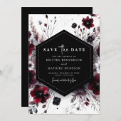 Boho Elegant Burgundy Wedding Save The Date (Vorne/Hinten)