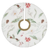 Boho Elegant Christmas Greenery Poinsettia Rustic Polyester Weihnachtsbaumdecke (Vorderseite)