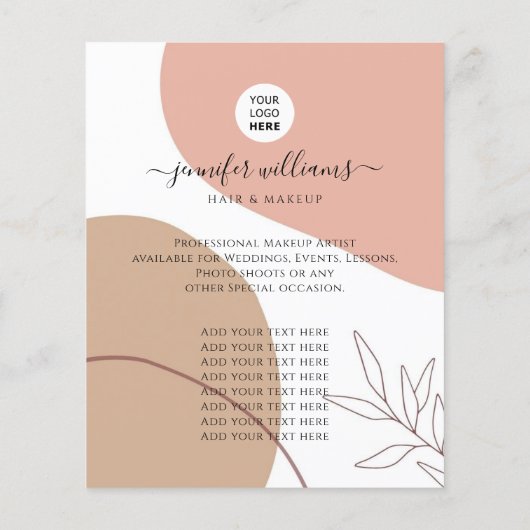 Boho Elegant Custom Foto Logo Werbung Flyer (Hinten)