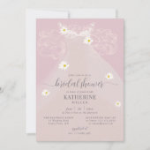 Boho Elegant Dress Daisy Pink Ruffle Brautparty Einladung (Vorderseite)