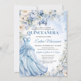 Boho Elegant Dusty Blue und Ivory Blume Tiara Einladung