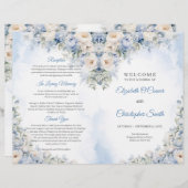 Boho Elegant Dusty Blue und Ivory Blume Zeremonie (Vorne/Hinten)