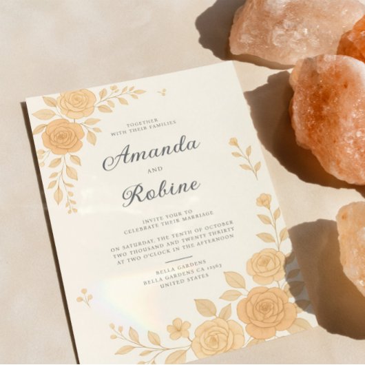 Boho Elegant Earth Tone Floral Wedding Einladung