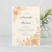Boho Elegant Earth Tone Floral Wedding Einladung (Stehend Vorderseite)