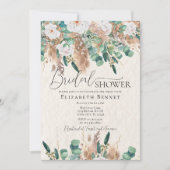 Boho Elegant Eucalyptus Pampas Grass Brautparty Einladung (Vorderseite)