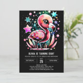 Boho Elegant Flamingo Birthday Einladung (Stehend Vorderseite)