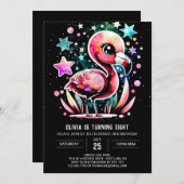 Boho Elegant Flamingo Birthday Einladung (Vorne/Hinten)
