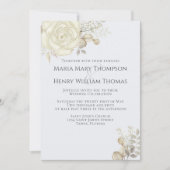 Boho Elegant Floral Light Blue White Roses Einfach Einladung (Vorderseite)