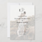 Boho Elegant Floral Monogram Custom Foto Wedding Einladung (Vorderseite)