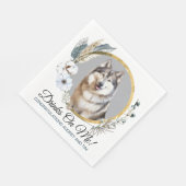 Boho Elegant Floral Ring Dog Foto Serviette (Ecke)