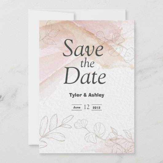 Boho Elegant Floral Watercolor Hochzeit Einladung (Vorderseite)