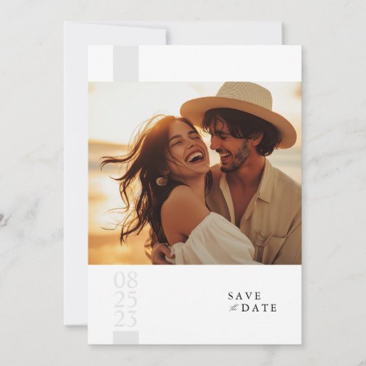 Boho Elegant Foto Wedding speichern das Datum Einladung (Vorderseite)