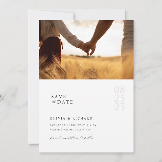 Boho Elegant Foto Wedding speichern das Datum Einladung (Rückseite)