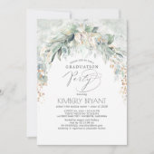 Boho Elegant Gold Glitzer Grüne Abschluss Einladung (Vorderseite)