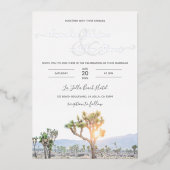 Boho Elegant Greenery Foto Joshua Tree Wedding Folieneinladung (Vorderseite)