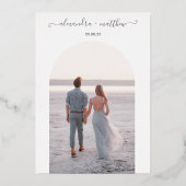 Boho Elegant Greenery Foto Joshua Tree Wedding Folieneinladung (Rückseite)