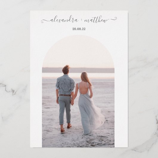 Boho Elegant Greenery Foto Joshua Tree Wedding Folieneinladung (Rückseite)