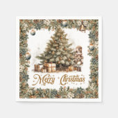 Boho Elegant Grün Weihnachtsbaum Nutcracker Serviette (Vorderseite)