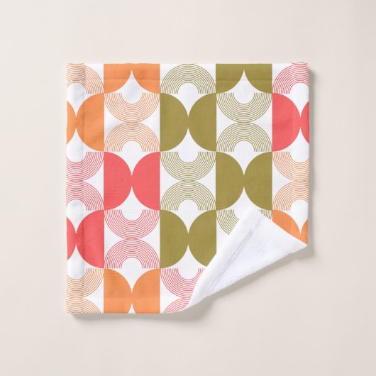 Boho Elegant Line Art Mitte Jahrhundert modern far Badhandtuch Set (Waschlappen)