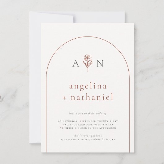 Boho Elegant Minimalistische Blumenstrauß Foto Hoc Einladung (Vorderseite)