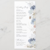 Boho Elegant Ocean Beach Coral Blue Wedding Programm (Rückseite)