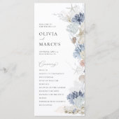 Boho Elegant Ocean Beach Coral Blue Wedding Programm (Vorderseite)