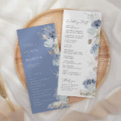 Boho Elegant Ocean Beach Coral Blue Wedding Programm