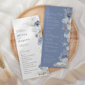 Boho Elegant Ocean Beach Coral Blue Wedding Programm