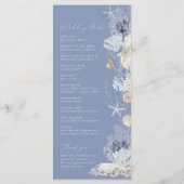 Boho Elegant Ocean Beach Coral Blue Wedding Programm (Rückseite)