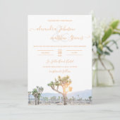 Boho Elegant Orange Joshua Tree Wedding Einladung (Stehend Vorderseite)