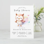 Boho Elegant Owl Baby Shower Einladung (Stehend Vorderseite)