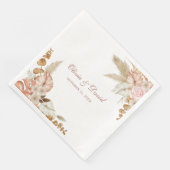 Boho Elegant Pampas Grass Floral Wedding Napkins Serviette (Ecke)