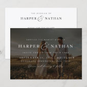Boho Elegant Photo Overlay RSVP QR Code Wedding Einladung (Vorne/Hinten)
