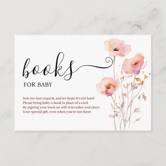 BOHO ELEGANT PINK BLUSH BLUME BÜCHER FÜR BABY BEGLEITKARTE (Vorderseite)