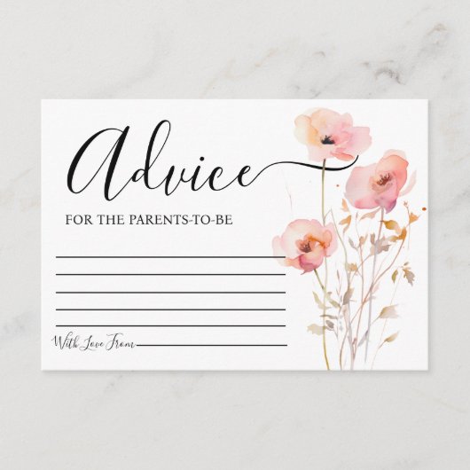 BOHO ELEGANT PINK BLUSH BLUME RAT BABY SHOWER BEGLEITKARTE (Vorderseite)