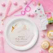 Boho Elegant Princess Swan Girl Baby Shower Pappteller (Party)