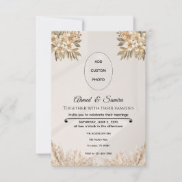 Boho Elegant Rustic Floral Wedding RSVP Karte