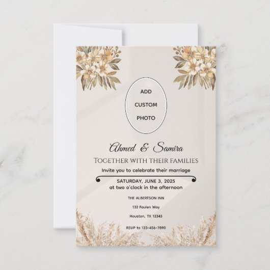 Boho Elegant Rustic Floral Wedding RSVP Karte (Vorderseite)