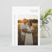 Boho Elegant Rustic Foto Wedding Dankeskarte (Stehend Vorderseite)