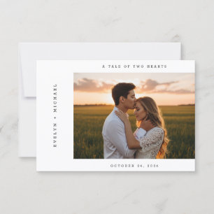 Boho-Elegant Schrift QR-Code Foto Budget-Hochzeit Einladung
